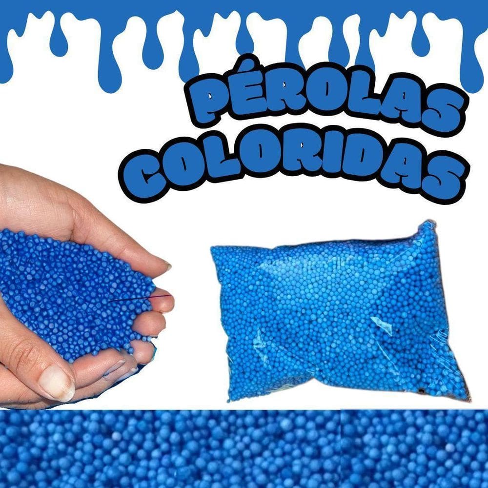 Pérolas De Eps Bolinhas De Isopor Coloridas 1 Litro Azul