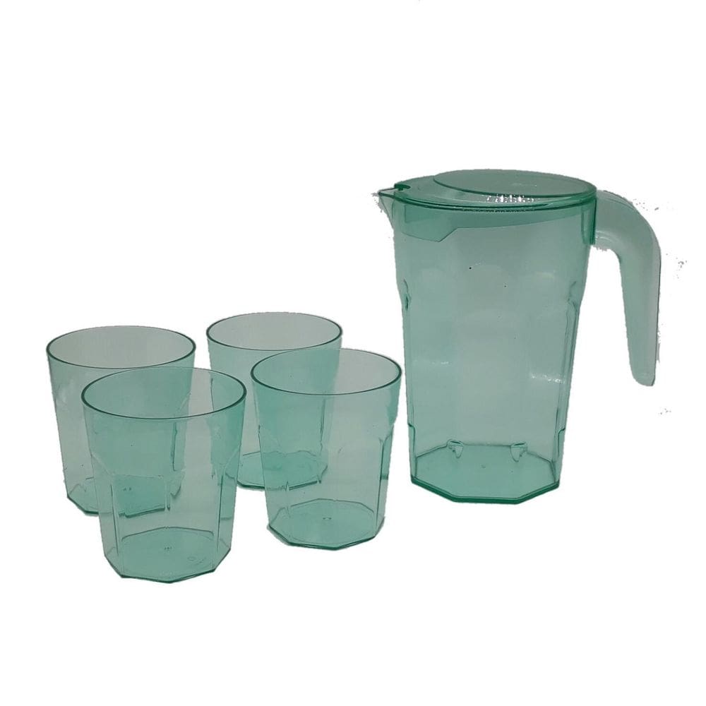 Kit Suco 1 Jarra De 1,5 Litros 4 Copos 400 Ml Verde Cristal