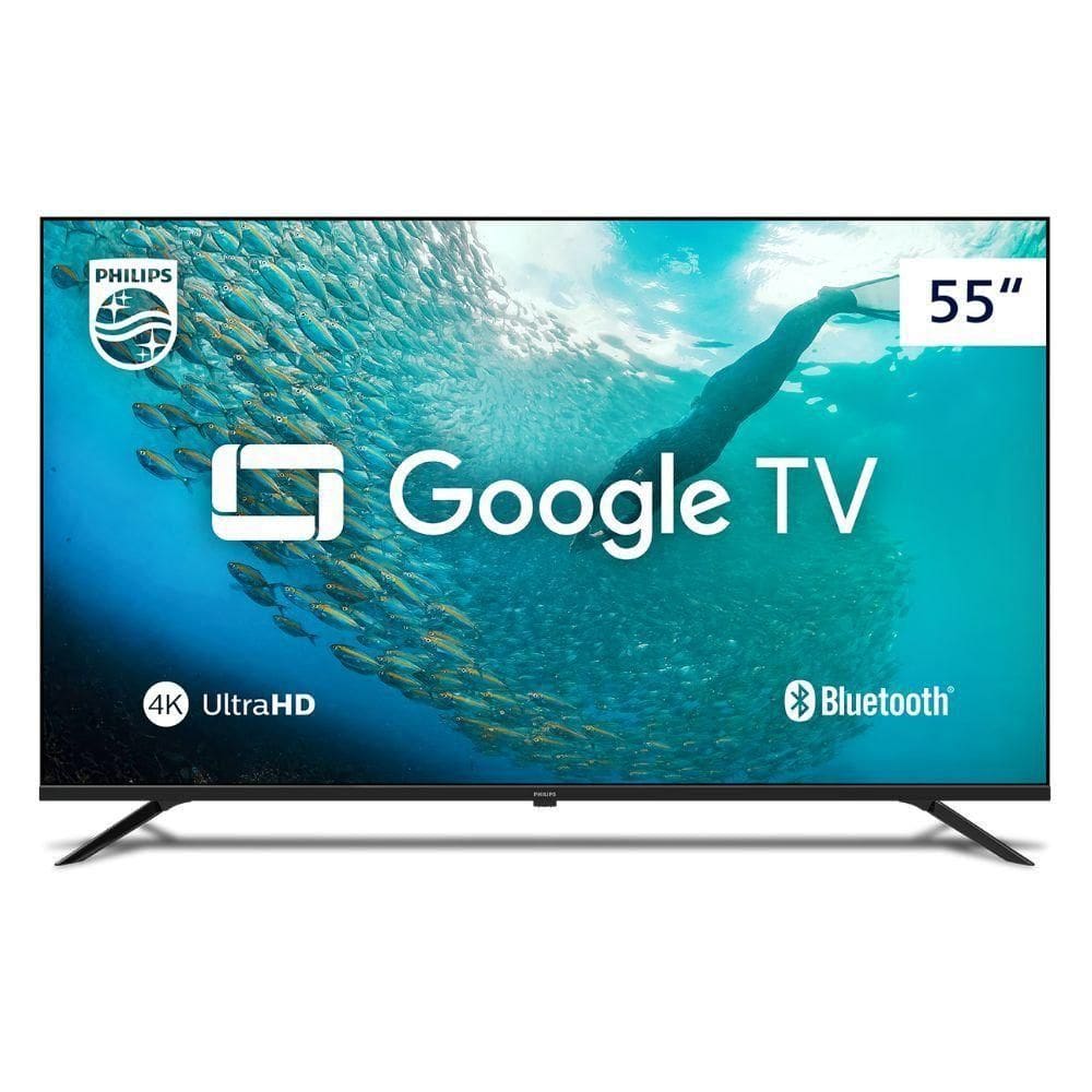 TV 55 Philips Smart 4K Google TV Voz 55PUG7019 Preto Bivolt