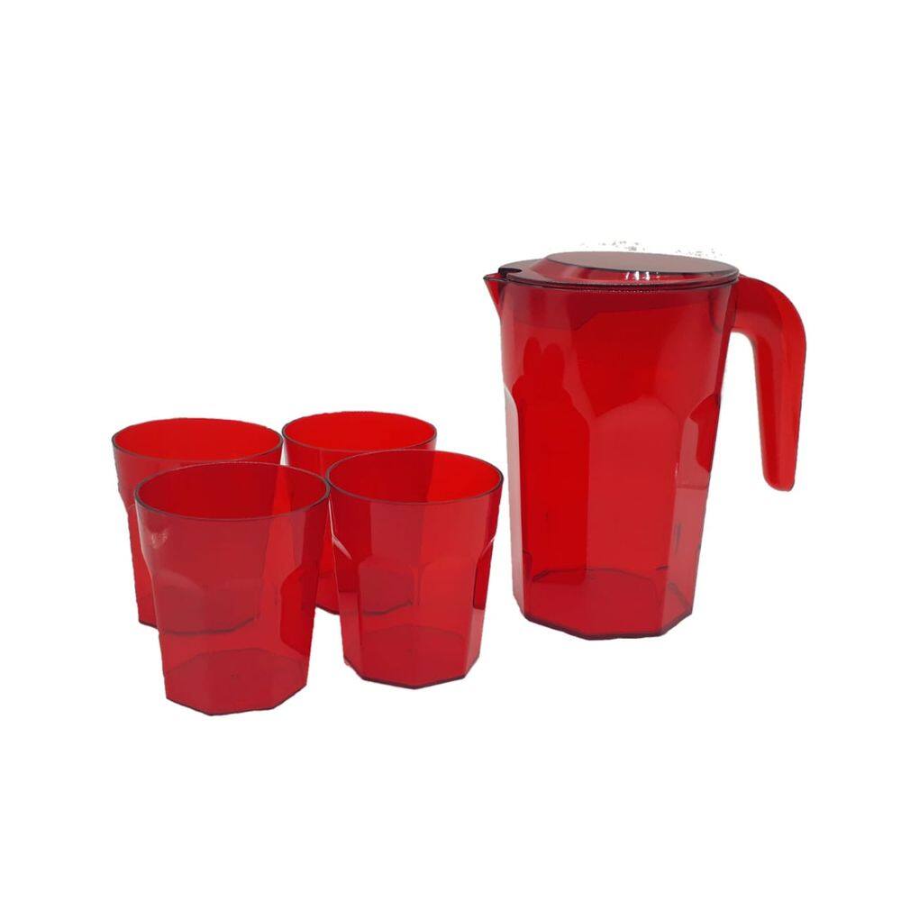 Kit Suco Jarra E Copos Oitavados Kit com 5 Peças Dehaus
