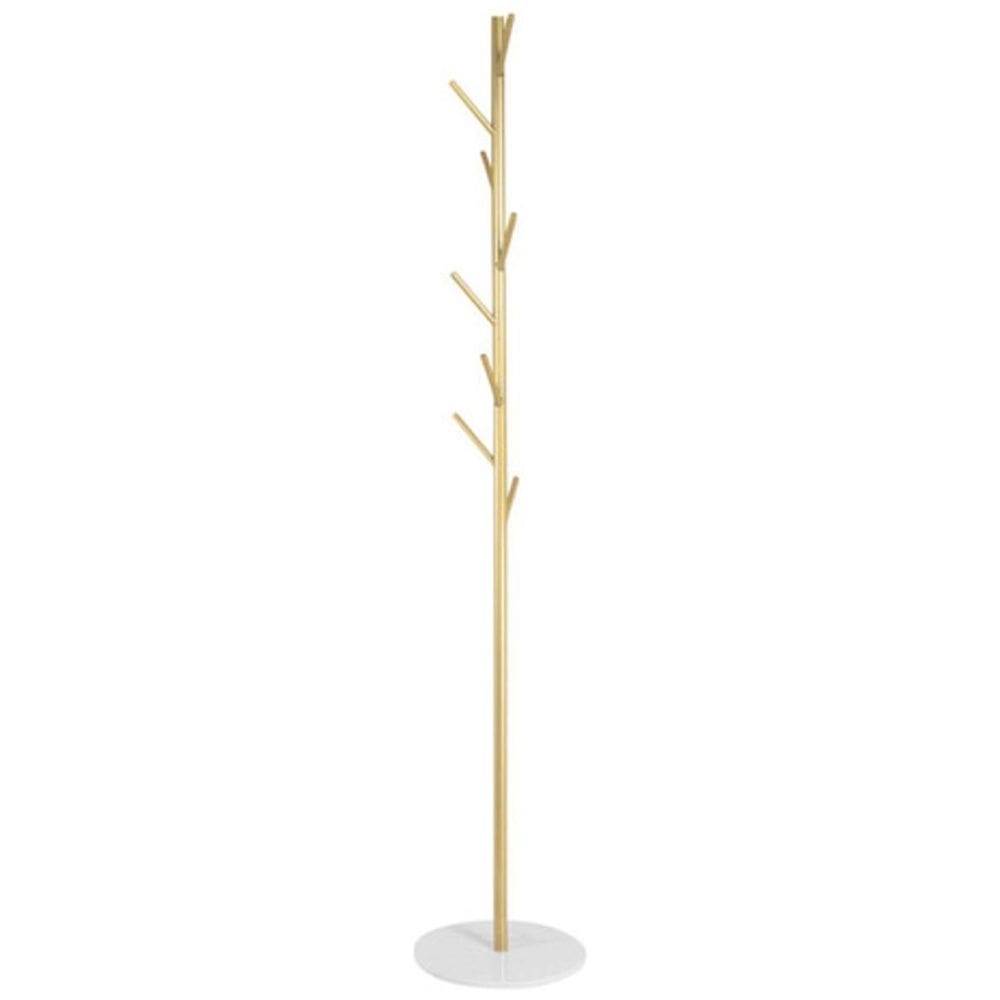 Cabideiro Dourado 8 Hastes Com Base Em Mármore 170X32X32Cm