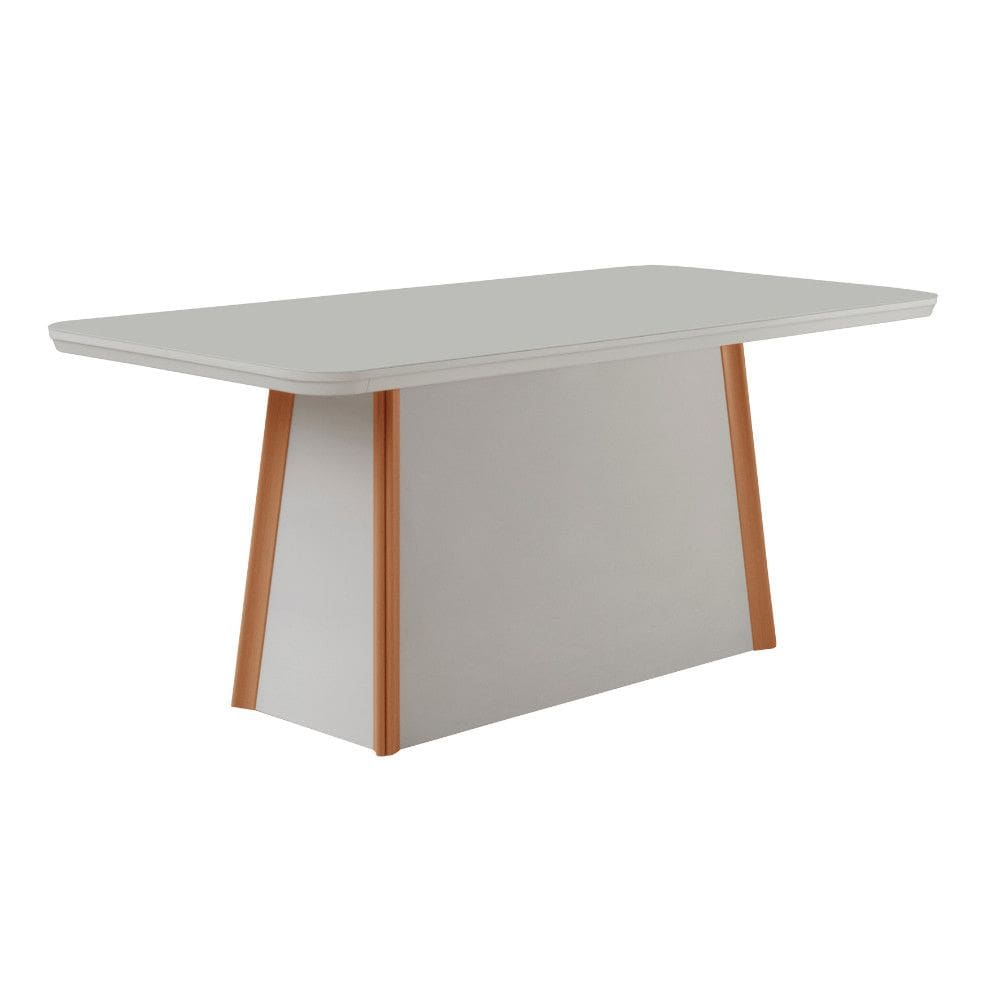 Mesa de Jantar Diane 180cm Tampo Mdf e Vidro Canto Copo Moderna Mobília