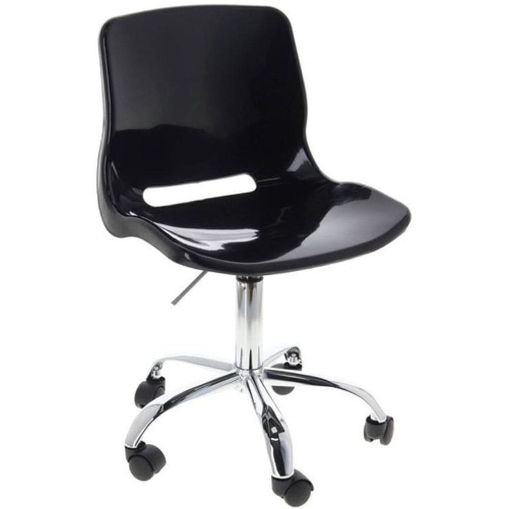 Cadeira De Escritório Brilhante Base Cromada - Preto