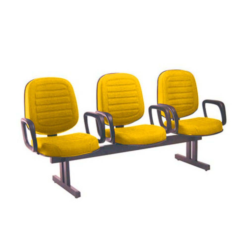 Cadeira para Igrejas Evangélicas em Longarina com 03 lugares Linha Blenda Amarelo