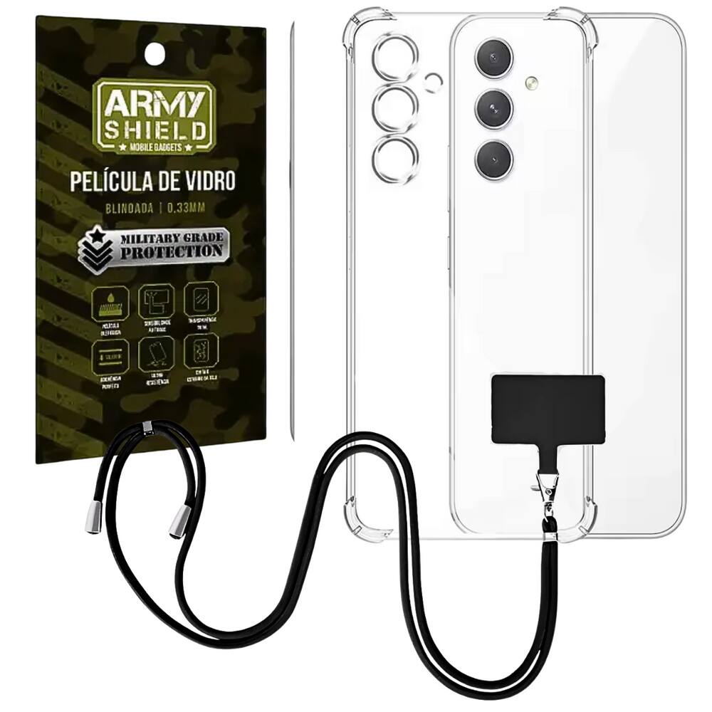 Capinha Com Cordão Galaxy S25 Plus + Película de Vidro 3D - Armyshield