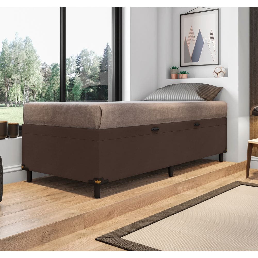 Base Box Baú Queen Size Prince Sued 0,79X1,97X0,41