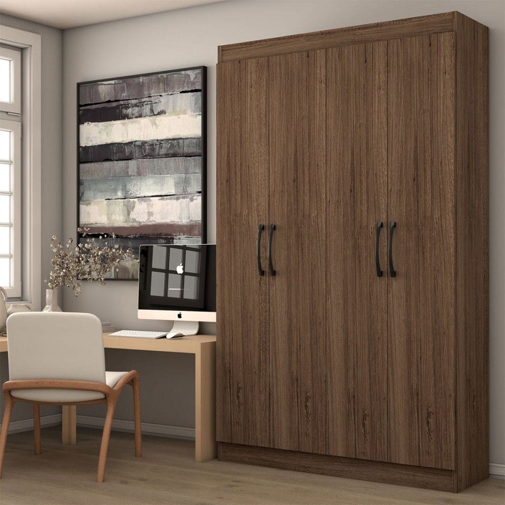 Armário para Escritório Albuquerque 4 Portas 8 Prateleiras Castanho - Panorama Móveis