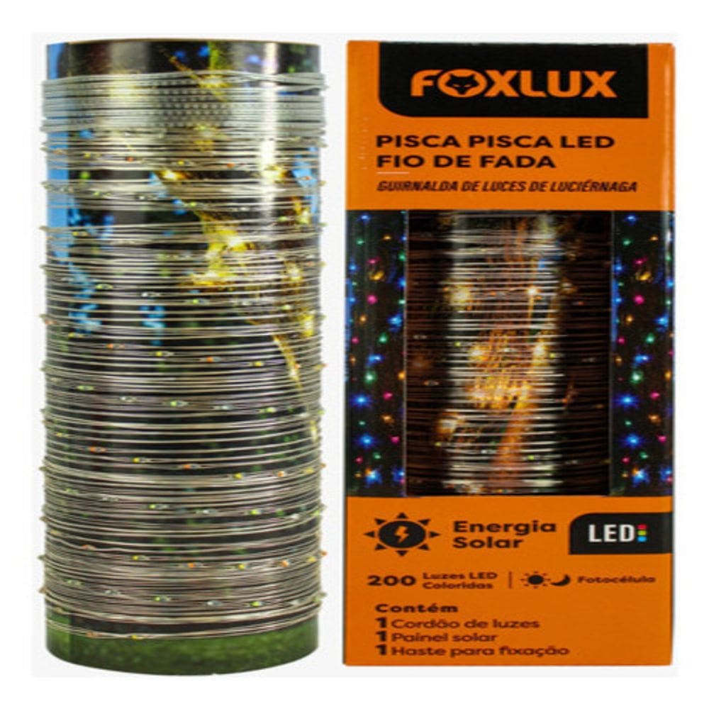 Pisca Pisca Fio De Fada Solar Led 200 Colorida 22m Foxlux