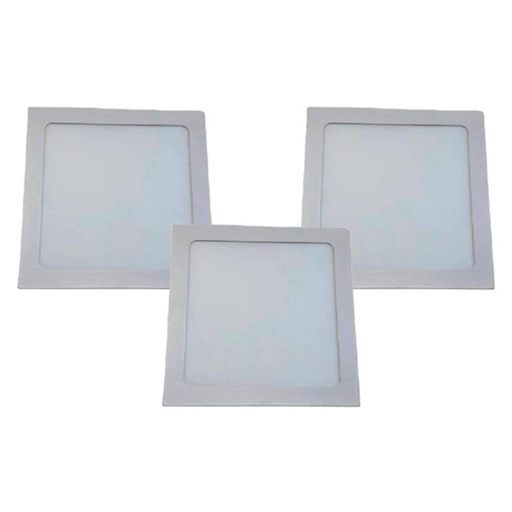 Kit 3 Painel Led Quadrado Embutir 18W 4000K Bivolt Foxlux