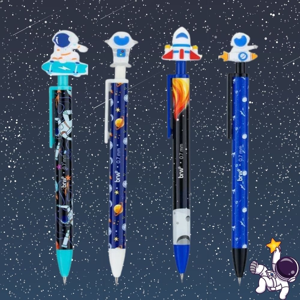 Kit 04 Lapiseiras Escolar Astronauta Espaço Divertida 0.7mm - BRW