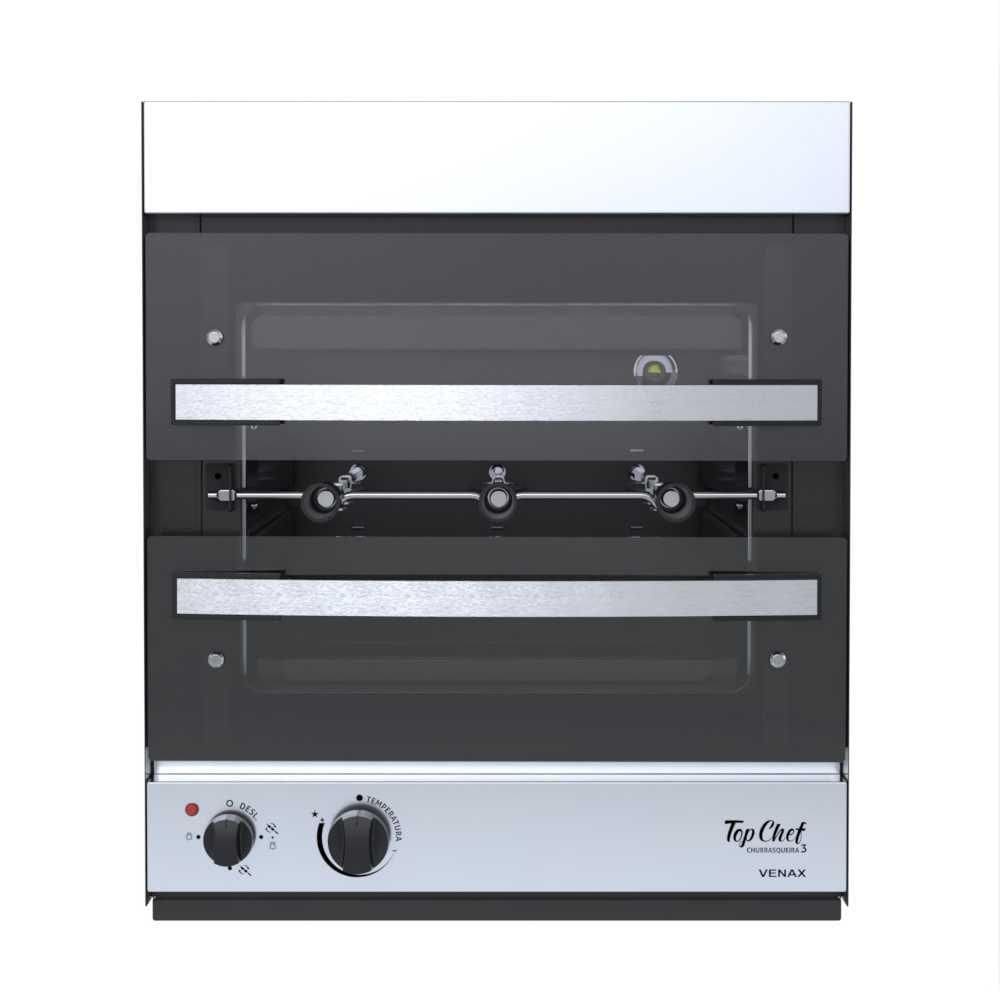 Forno Assador Rotativo a Gás 3 Espetos de Embutir Top Chef Inox - Venax