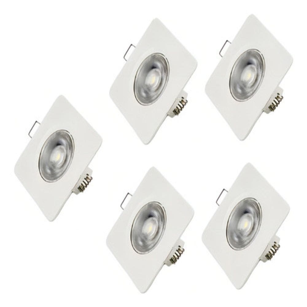 Kit 5 Spot LED Embutir Quadrado 5W Bivolt Luz Branca Foxlux