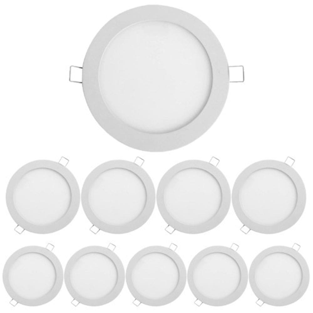 Kit 10 Painel Led Redondo Embutir 12W 6500K Bivolt Foxlux