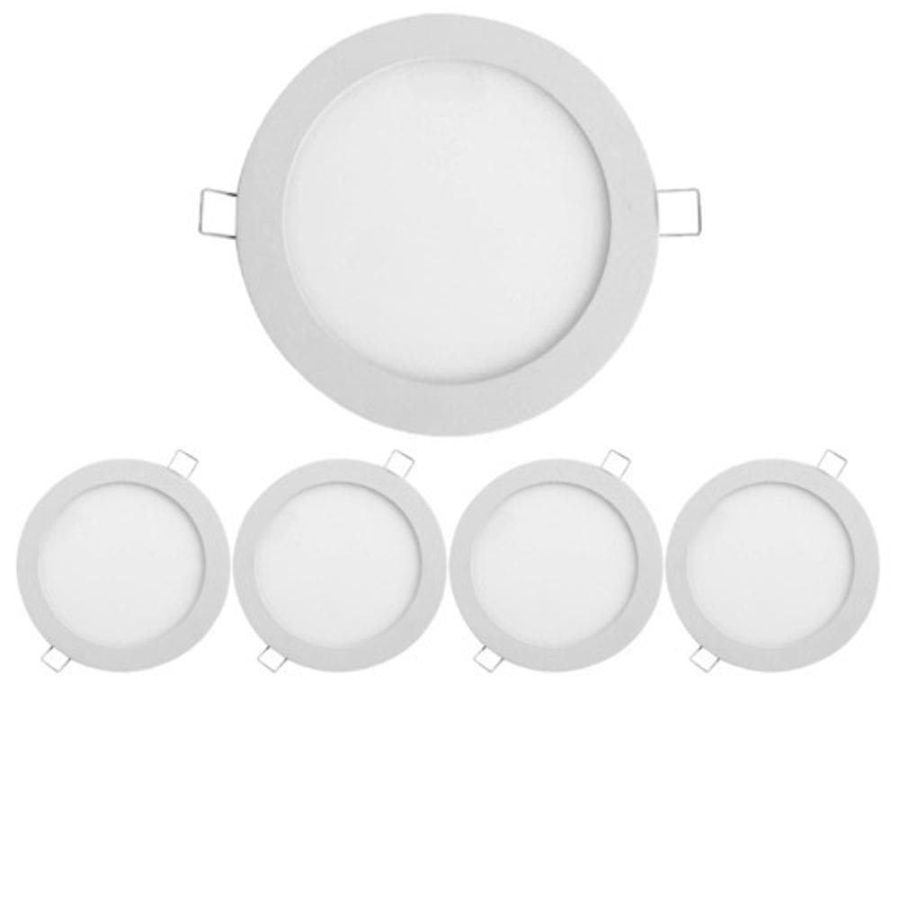 Kit 5 Painel Led Redondo Embutir 12W 6500K Bivolt Foxlux