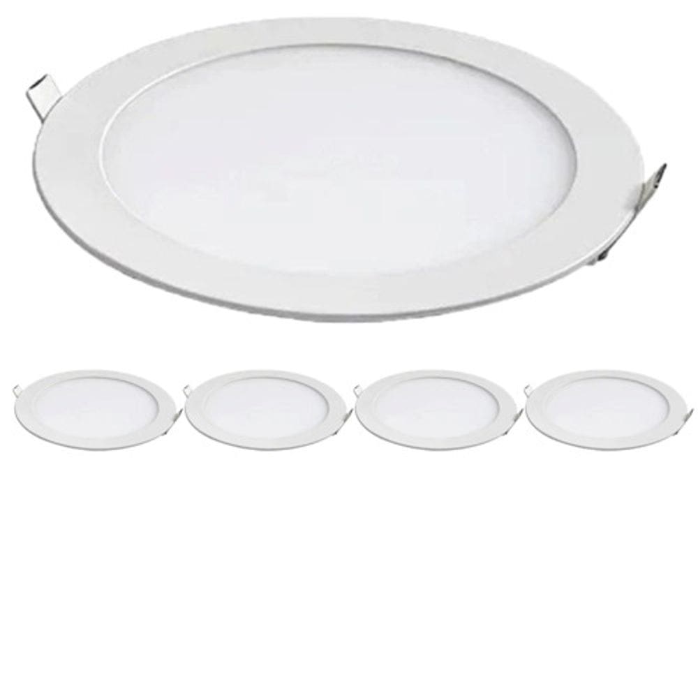 Kit 5 Painel Led Redondo Embutir 12W 3000K Bivolt Foxlux
