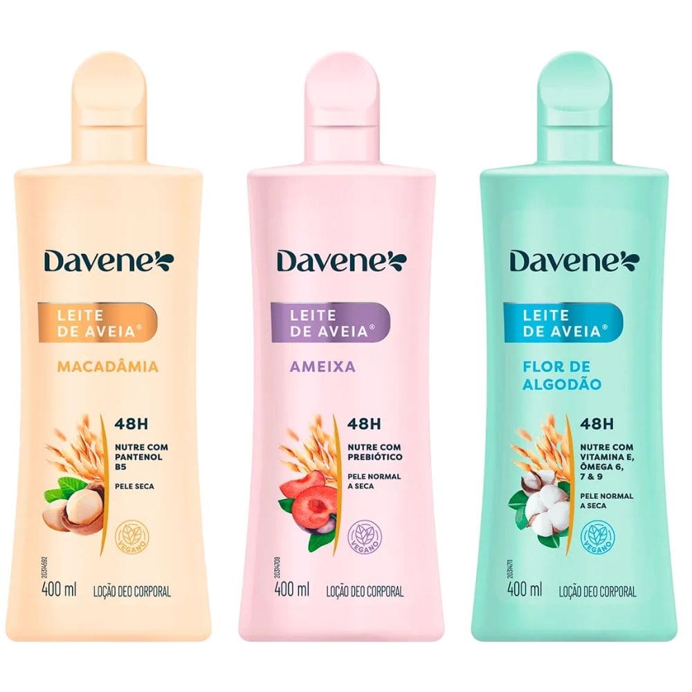 Hidratante Leite Aveia Macadamia+Ameixa+ Flor Algodão Davene