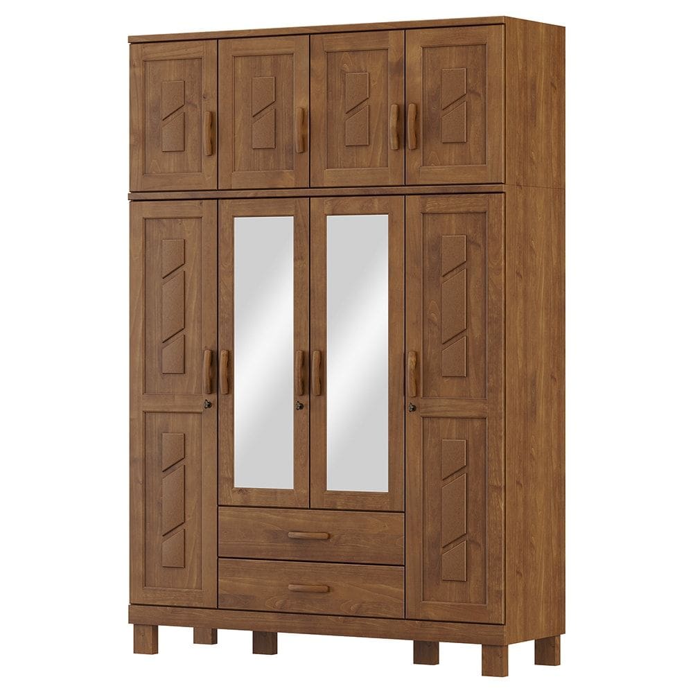 Guarda Roupa 8P 2G Espelho 150 cm 1275 Castanho Milani Store