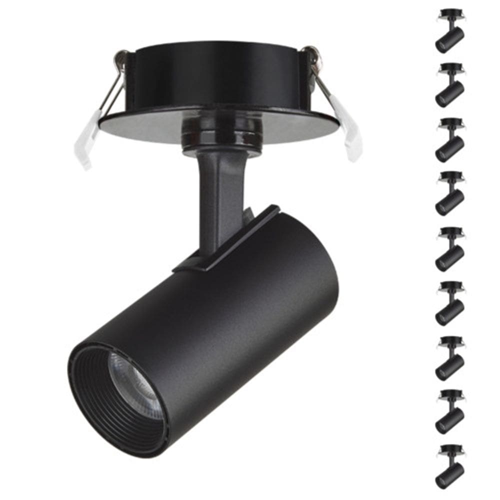 Kit 10 Spot LED de Embutir 7W 3000K Preto Bivolt Foxlux