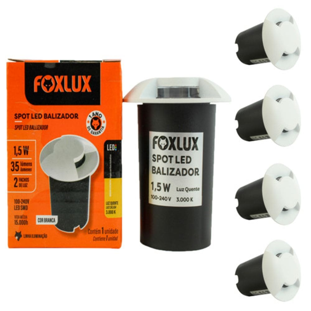 Kit 5 Spot Led Baliza 1,5w BC 3000k 2 Fachos