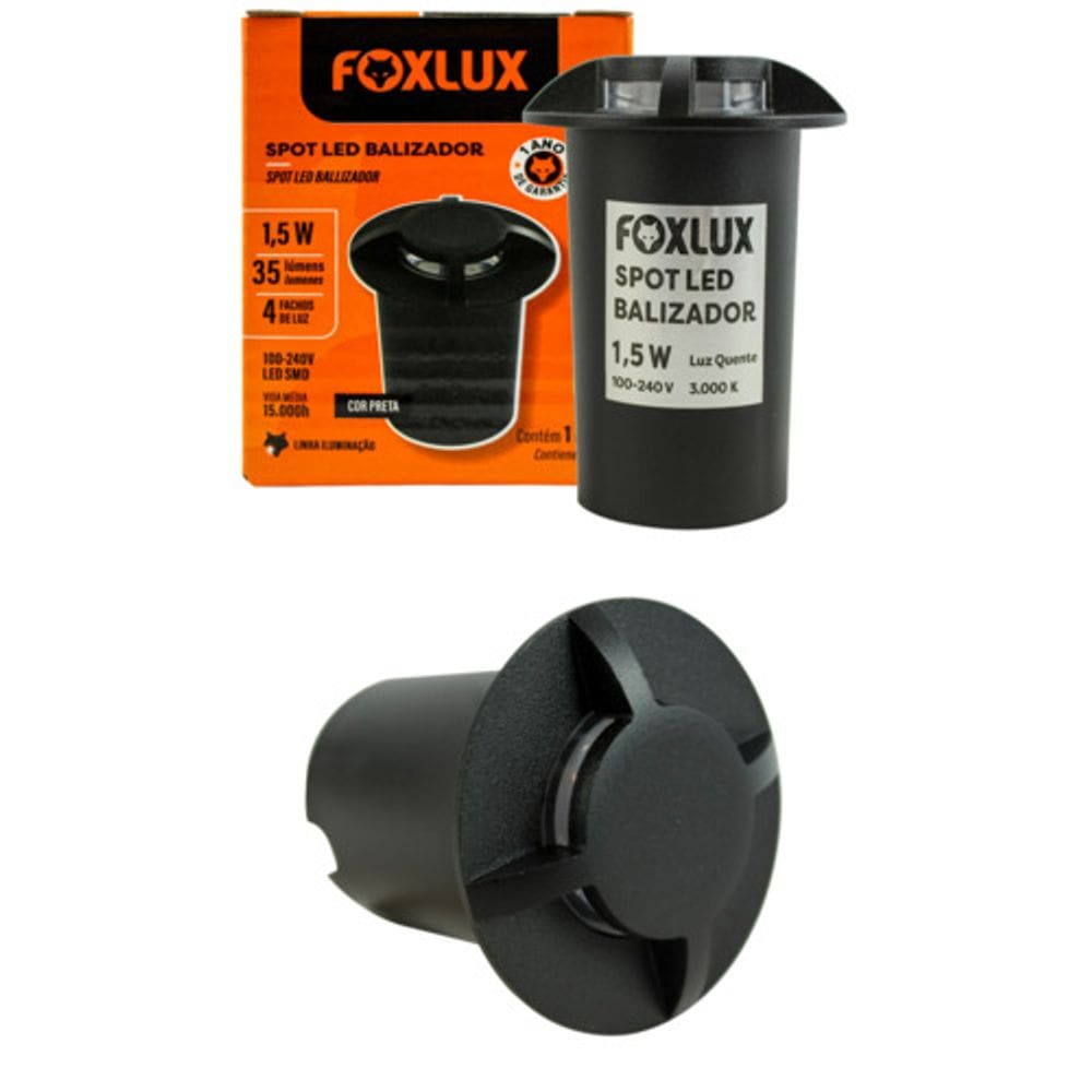 Kit 2 Spot Led Baliza 1,5w PT 3000k 2 Fachos Foxlux