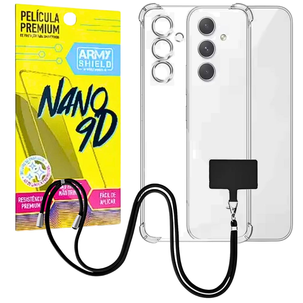 Capinha Com Cordão Galaxy S24 Plus + Película de Cerâmica 9D - Armyshield