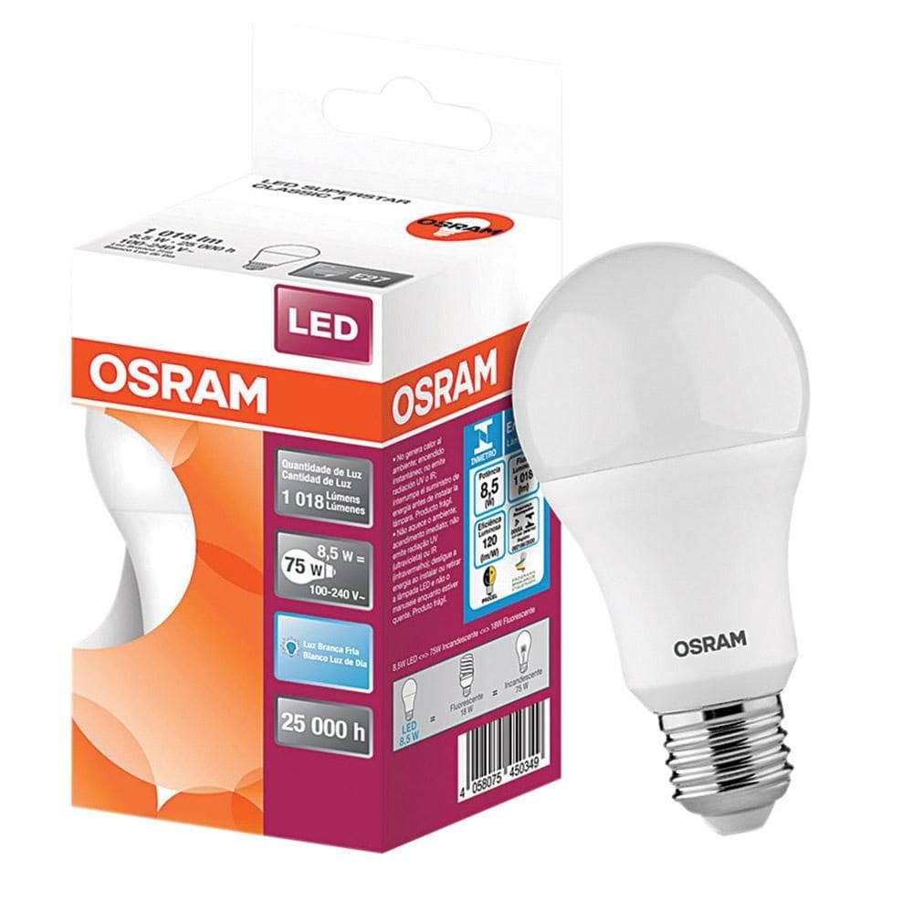 Lâmpada Led 8,5W Osram CLA75 Branca Bivolt