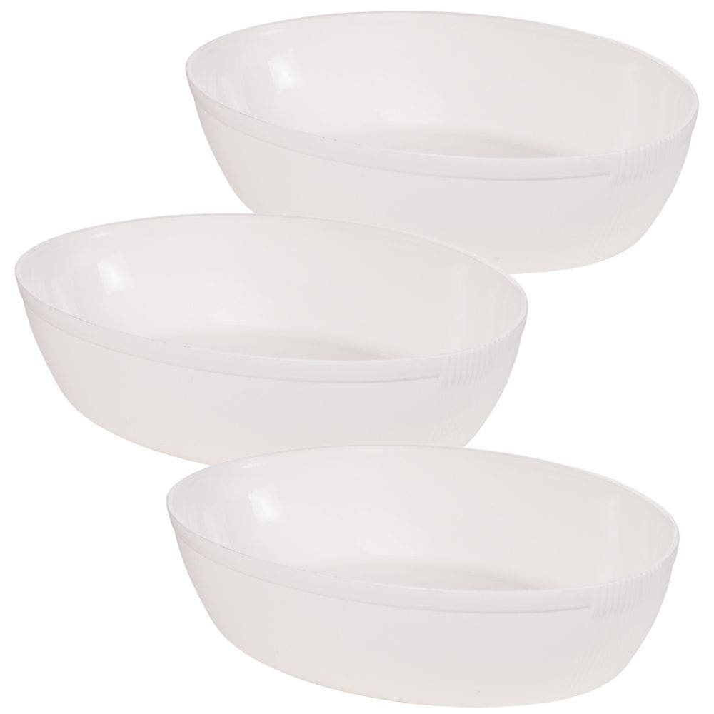 Travessa de plástico oval 2 litros marmorizado com 3 unidades Plasutil ref. 16377