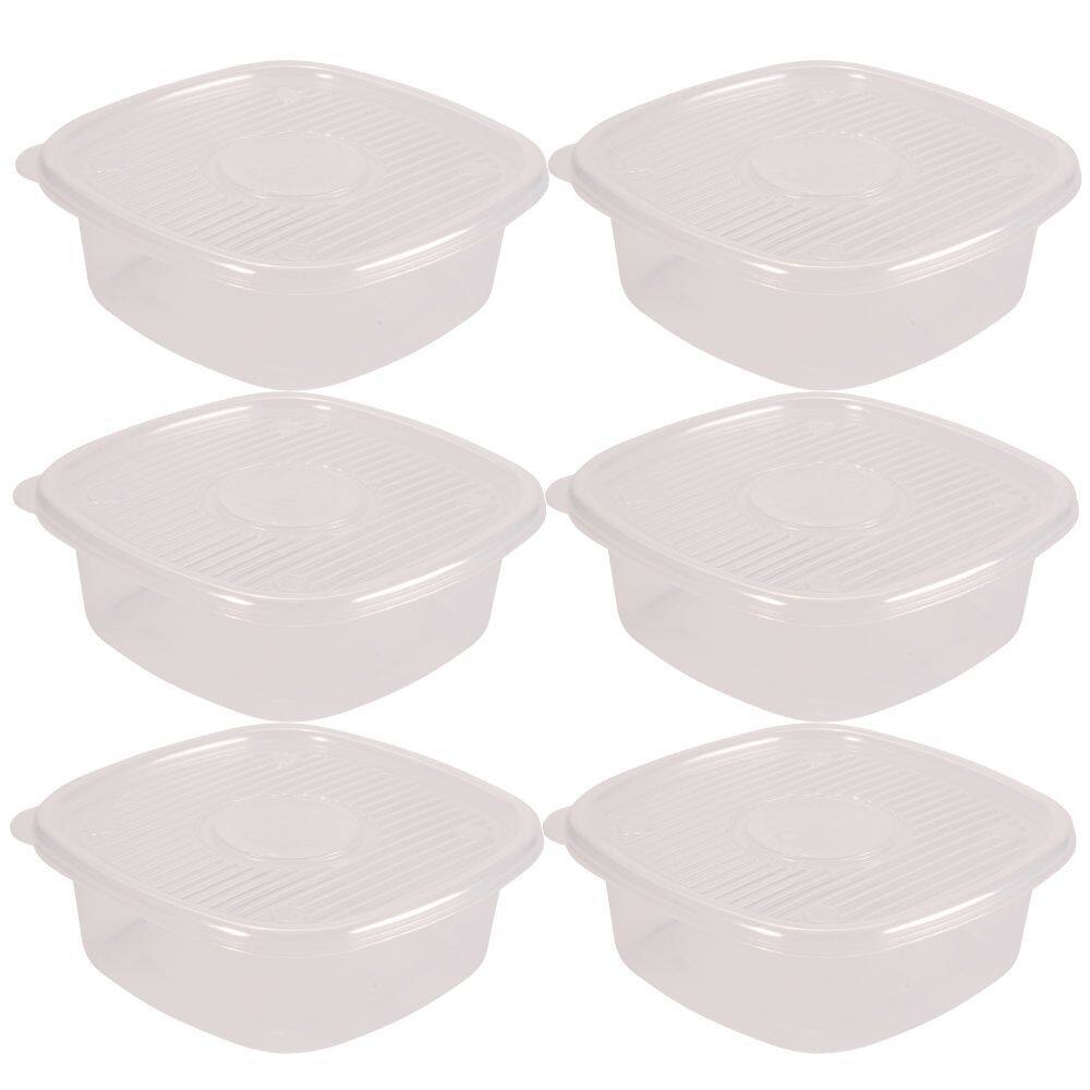 Pote de plástico Pop quadrado 1 litro incolor com 6 unidades Plasutil ref.5771