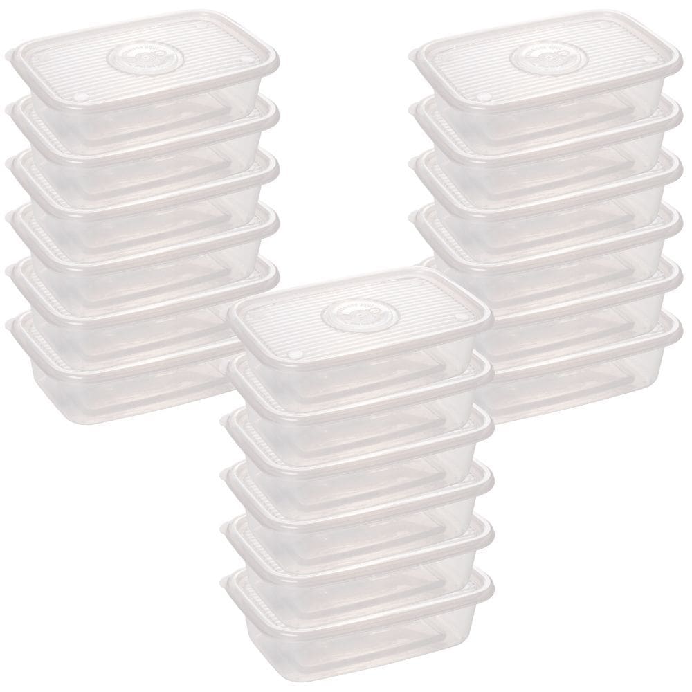 Pote de plástico Pop retangular 1,2 litros incolor com 18 unidades Plasutil ref.5774