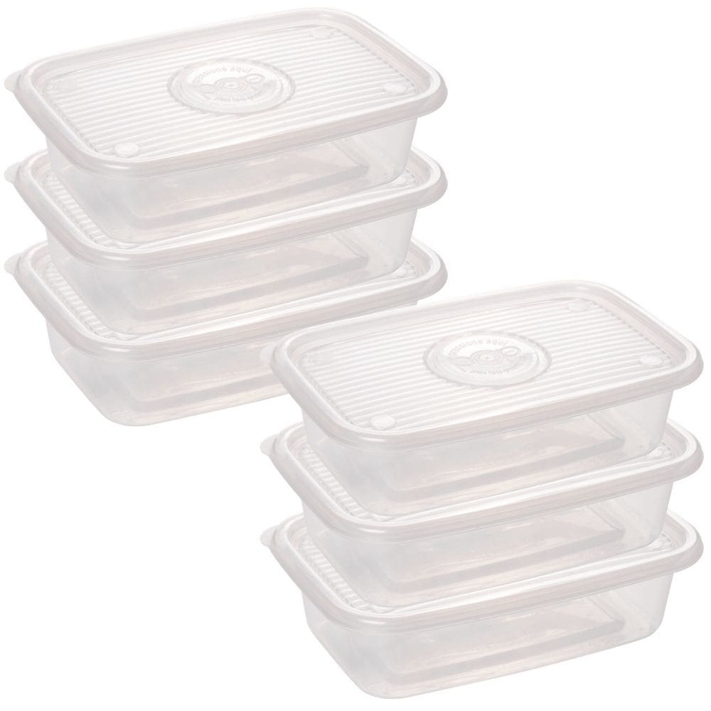 Pote de plástico Pop retangular 1,2 litros incolor com 6 unidades Plasutil ref.5774