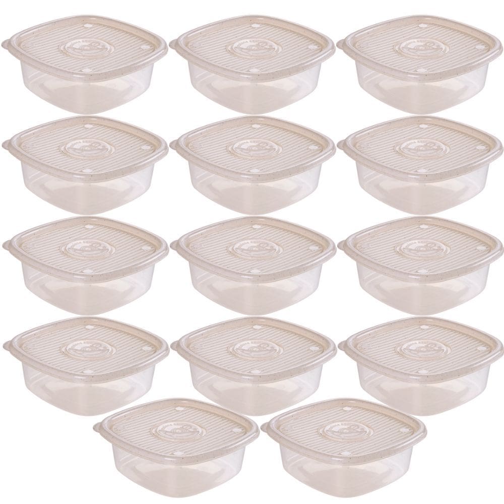 Pote de plástico Pop quadrado 1 litro marmorizado com 14 unidades Plasutil ref.9436