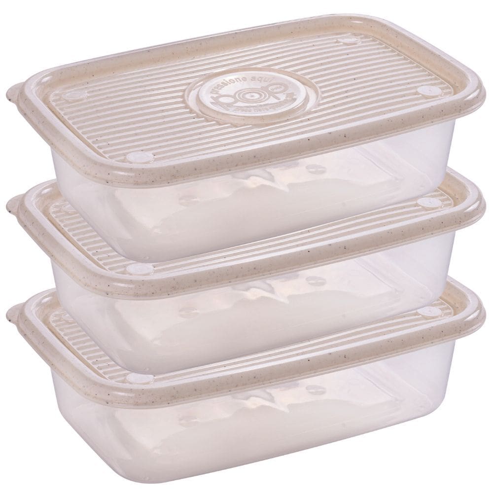 Pote de plástico Pop retangular 1,2 litros marmorizado com 3 unidades Plasutil ref.9441