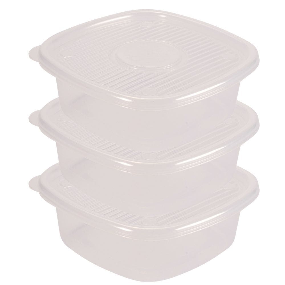 Pote de plástico Pop quadrado 2 litros incolor com 3 unidades Plasutil ref.5772
