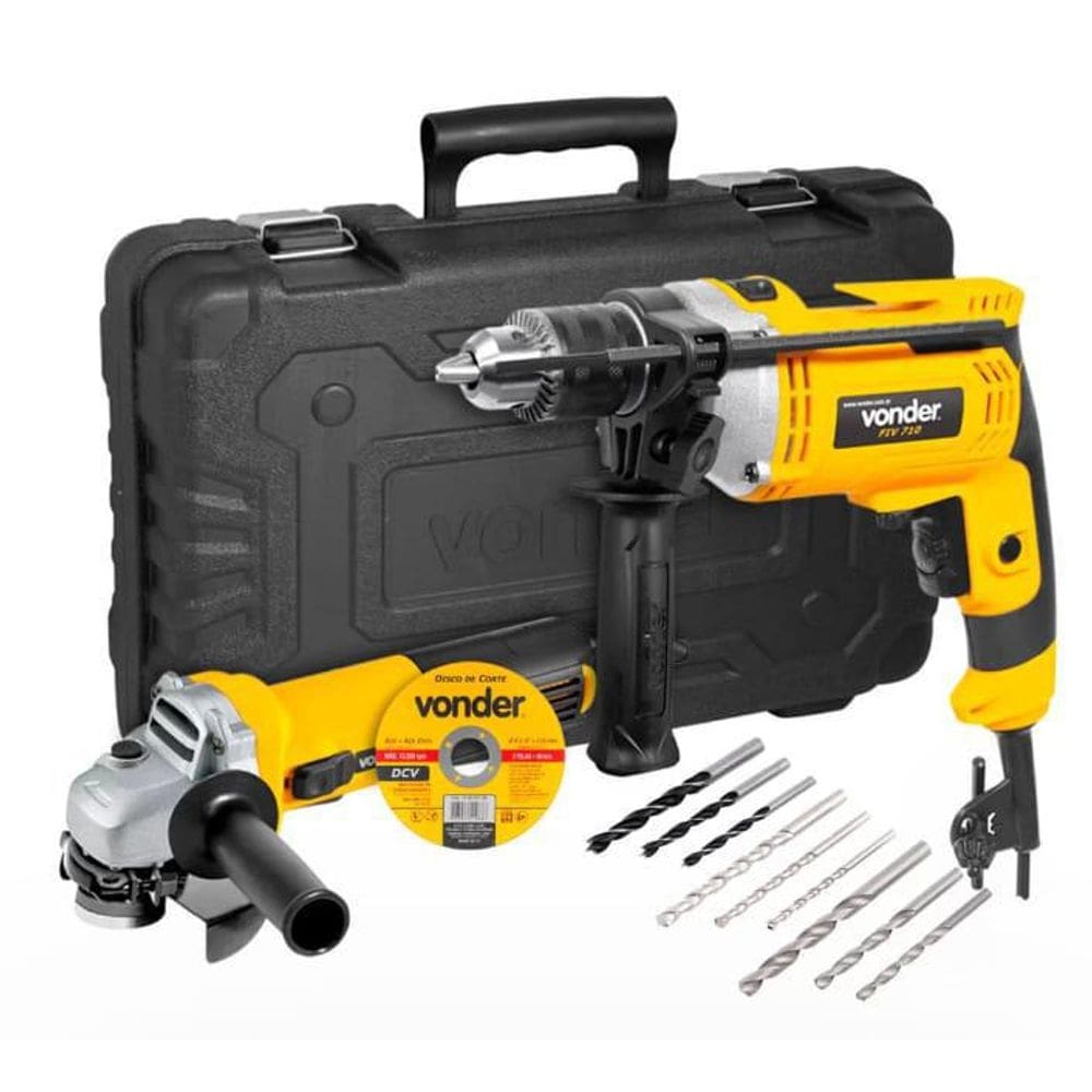 Kit Furadeira 1/2” + Esmerilhadeira 4.1/2” Vonder 110V