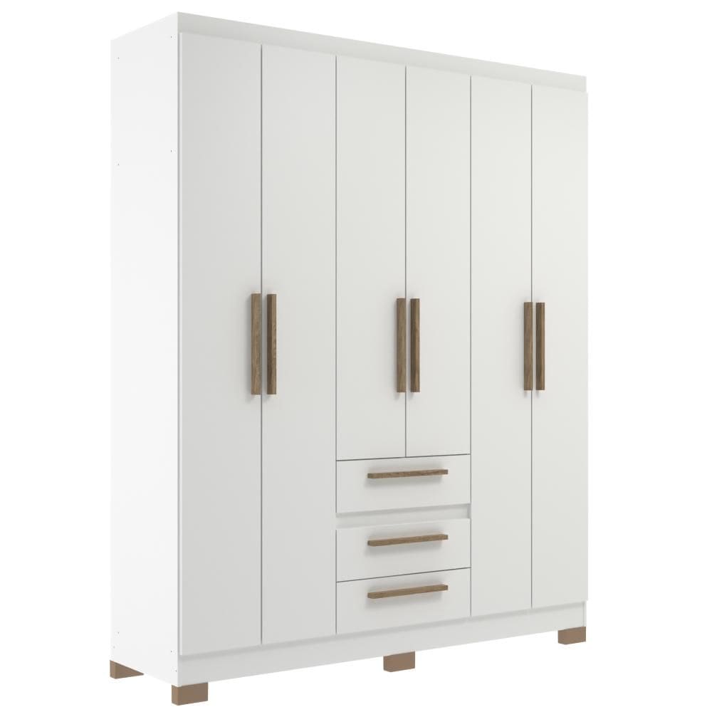 Guarda Roupa Casal 6 Portas 3 Gavetas RP3636 Branco - Decibal