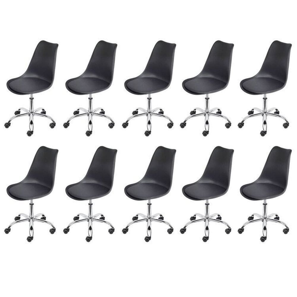 Kit 10 Cadeiras para Escritório Decorativa Giratória Joly 1108 Preto