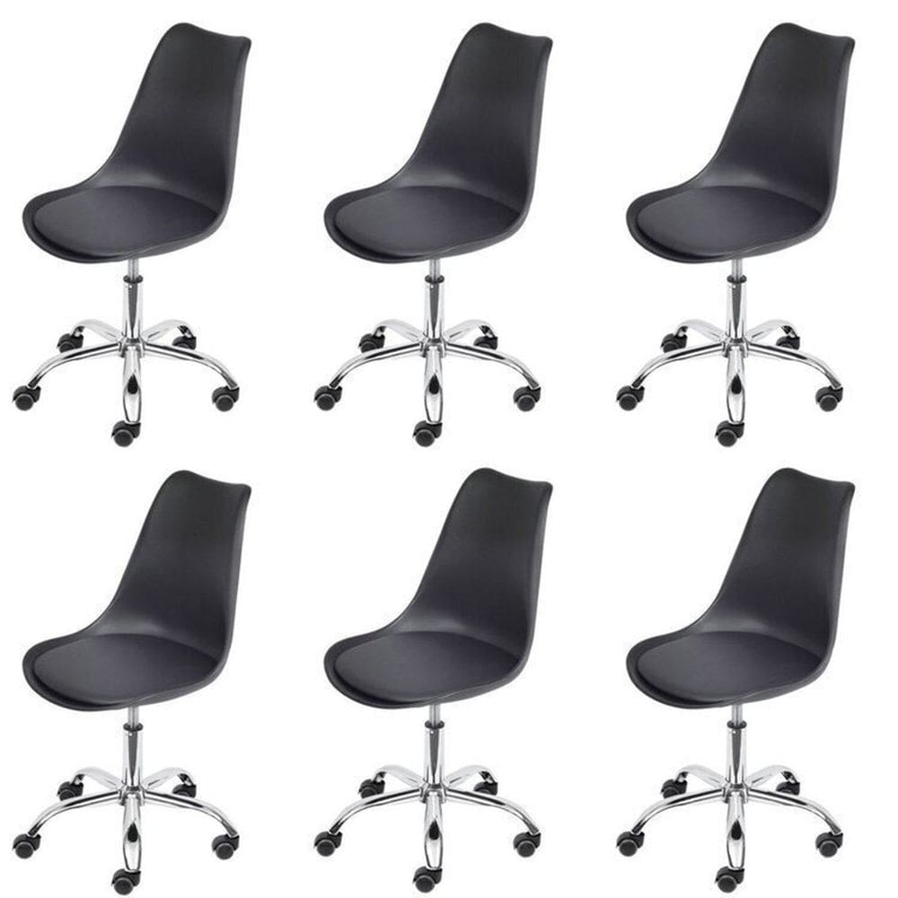 Kit 6 Cadeiras para Escritório Decorativa Giratória Joly 1108 Preto