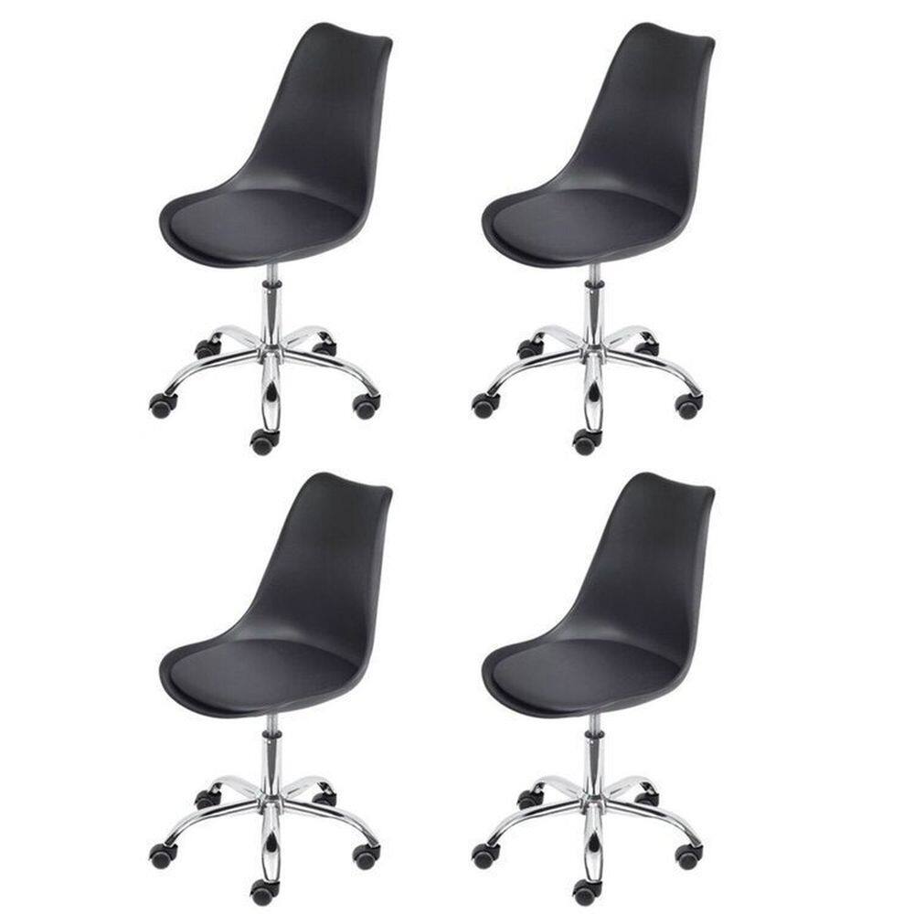 Kit 4 Cadeiras para Escritório Decorativa Giratória Joly 1108 Preto
