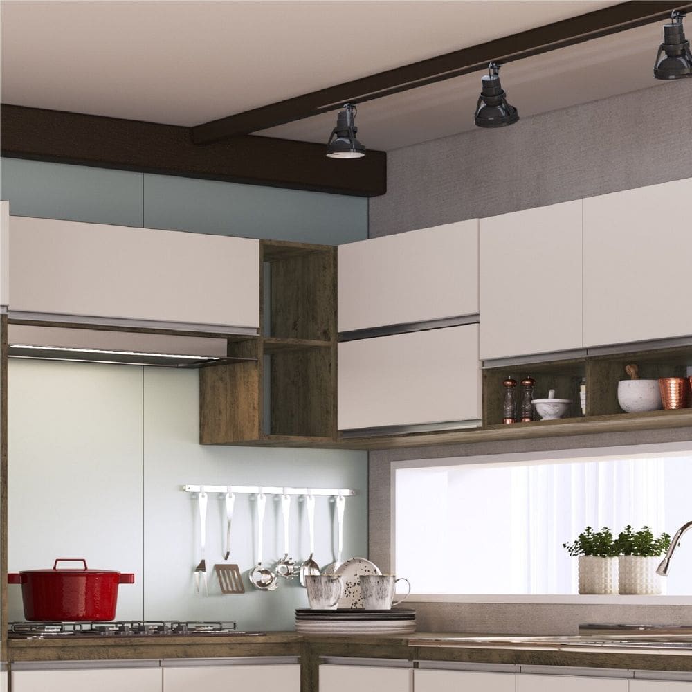 Armário Aéreo para Cozinha Canto Reto Athena Itaúba/Off White