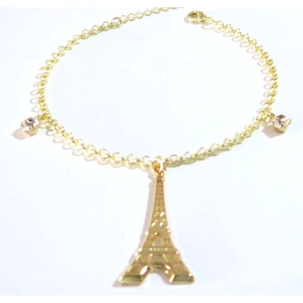 Pulseira Torre Eiffel Turismo Folheado a Ouro 18k