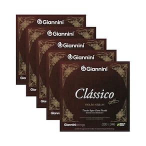 Kit 5 Encordoamento Violão Giannini Nylon Clássico Bronze GENWSXPA Super Extra Pesada