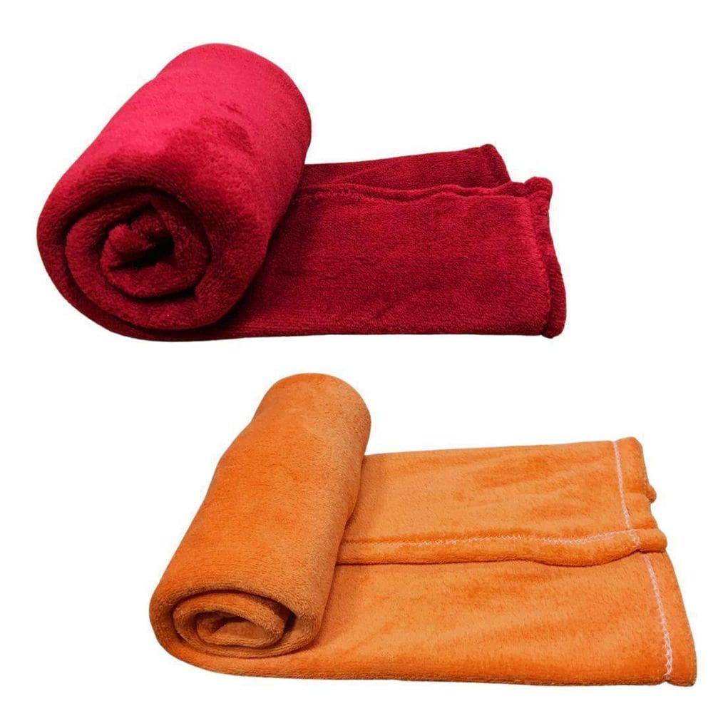 Kit 2 Mantas Pet Cor Vermelha E Laranja