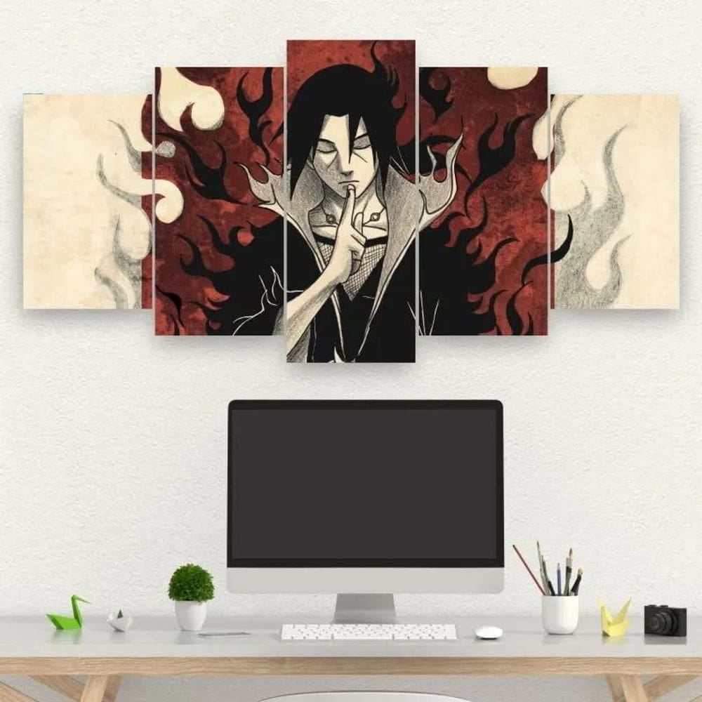 Kit 5 Quadros Decorativo Mosaico Itachi Anime Naruto