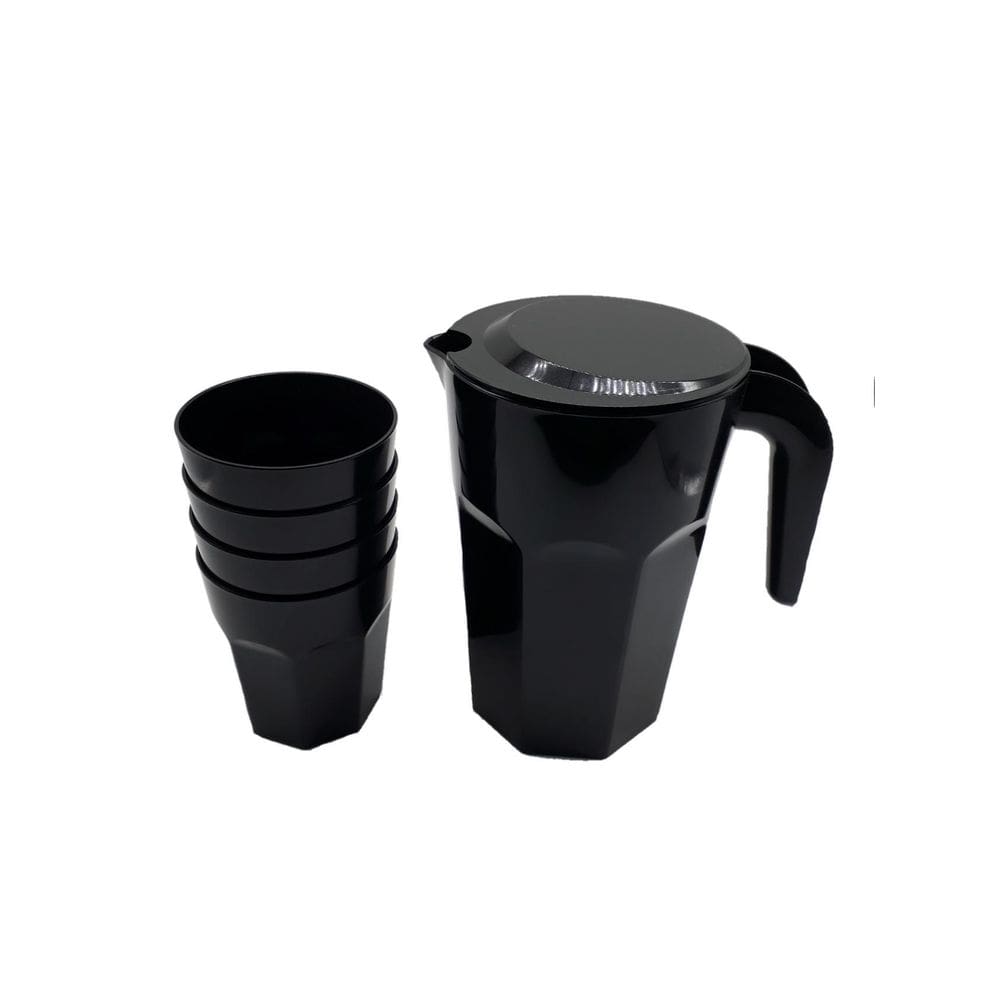 Kit Suco 1 Jarra De 1,5 Litros 4 Copos De 400 Ml Preto Opaco