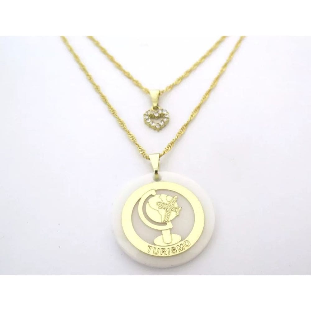 Colar Duplo Turismo Super lindo Folheado a Ouro 18k