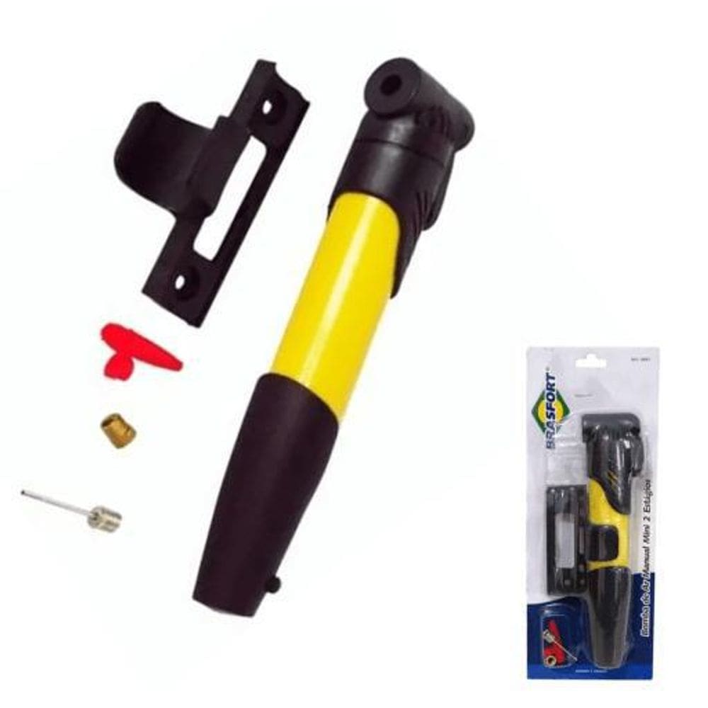 Bomba Ar Manual Mini Para Encher Pneu Bike Bola Com 3 Bicos