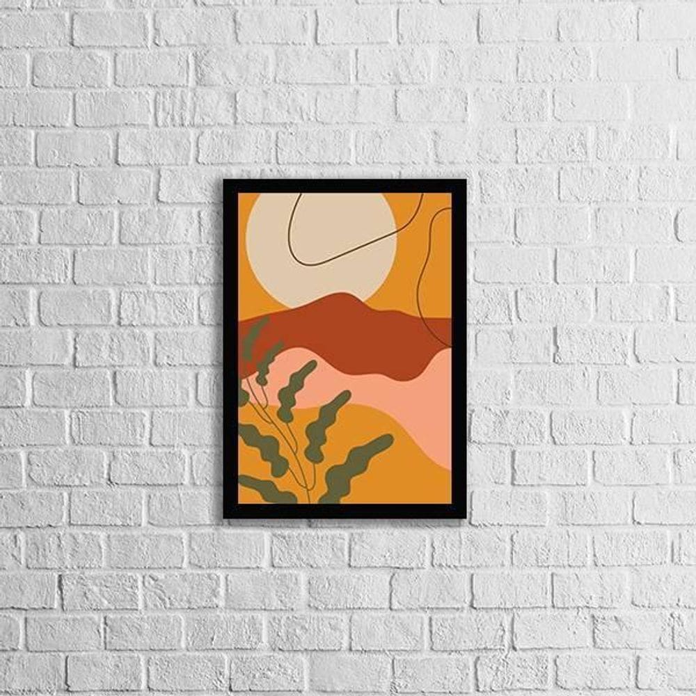 Quadro Abstrato Figurativo Nature 45X34Cm Com Vidro Preta