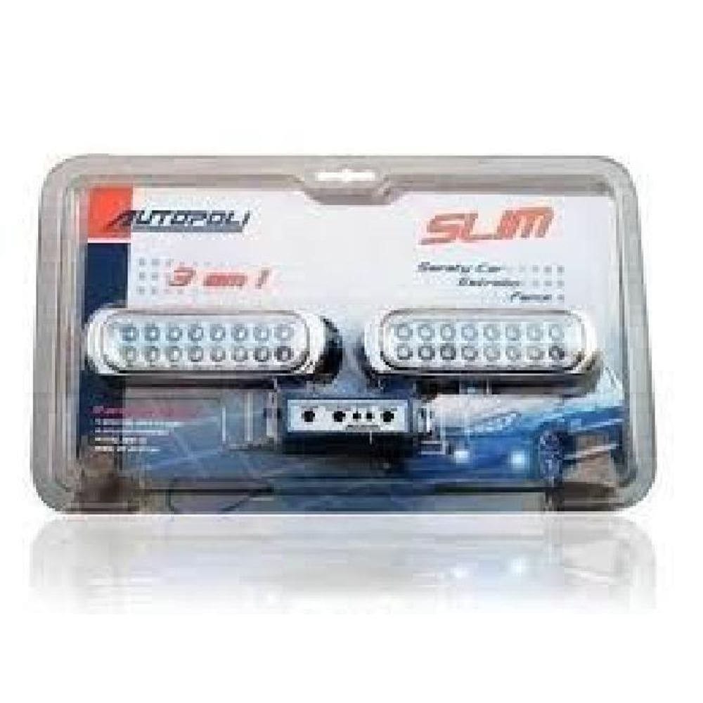 Farol de Milha Strobo Slim 16 Leds Verde Corpo Cromado