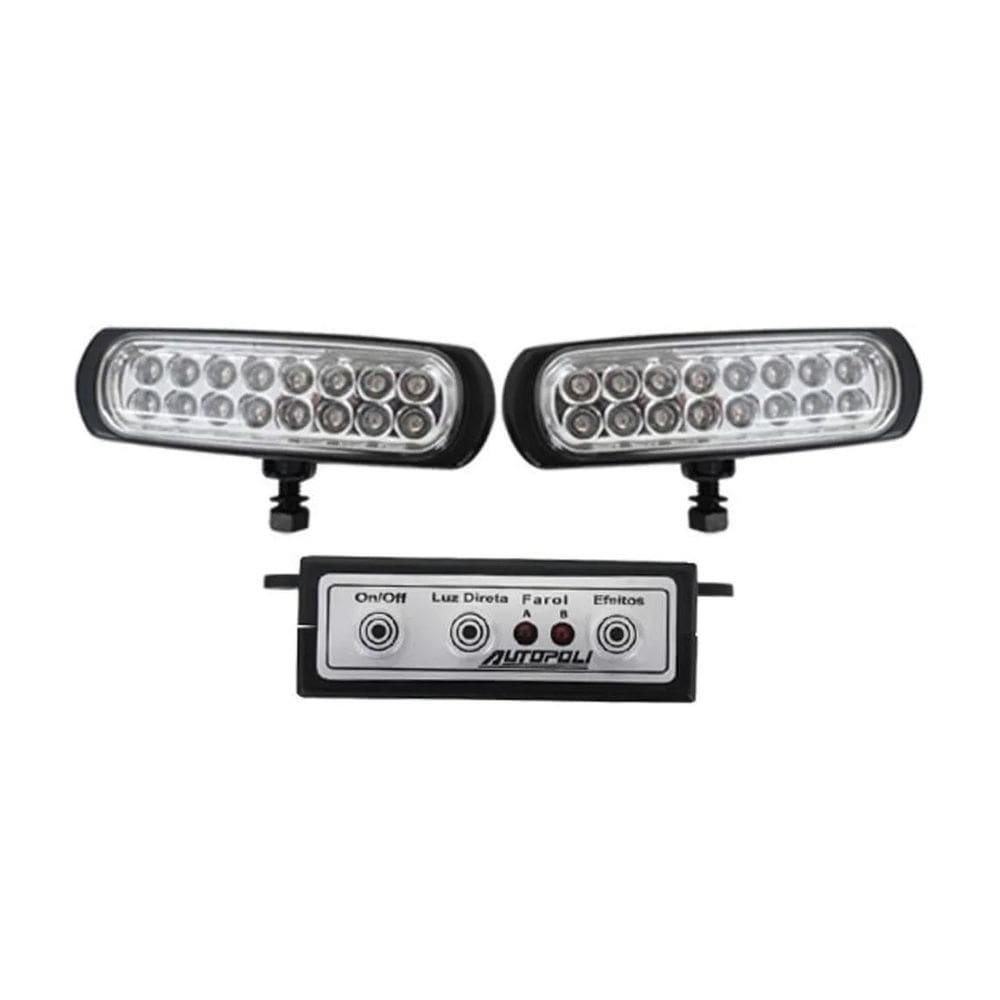 Farol Auxiliar Slim 16 Leds | 9 Efeitos | Intensidade 220 Cd