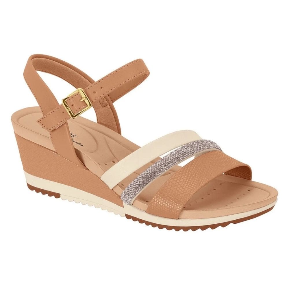 Sandália Feminina Modare Anabela Comfort Salto Médio Nude